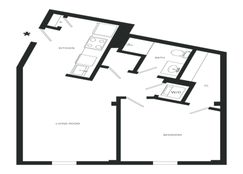 Vast Floor Plan | 633 Sq. Ft. at Mayton Transfer Lofts, Petersburg, VA